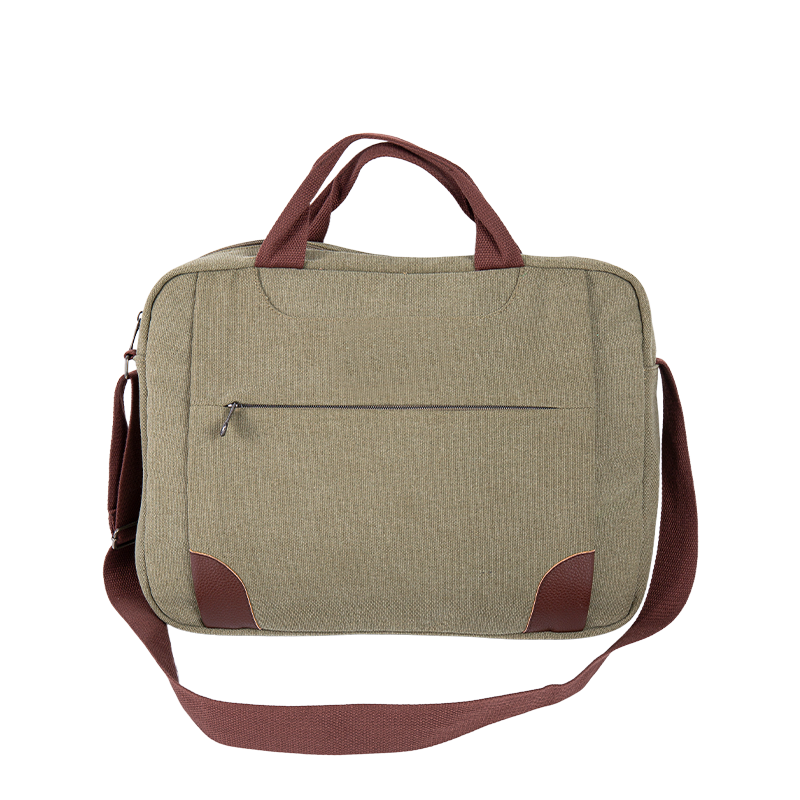 กระเป๋า Laptop Messenger - Canvas Crossbody Bag ที่มีหลายช่อง - สีเขียว
